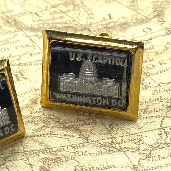 Vintage US Capital Cuff Links Black & Gold Washington DC - Picture 5 of 7